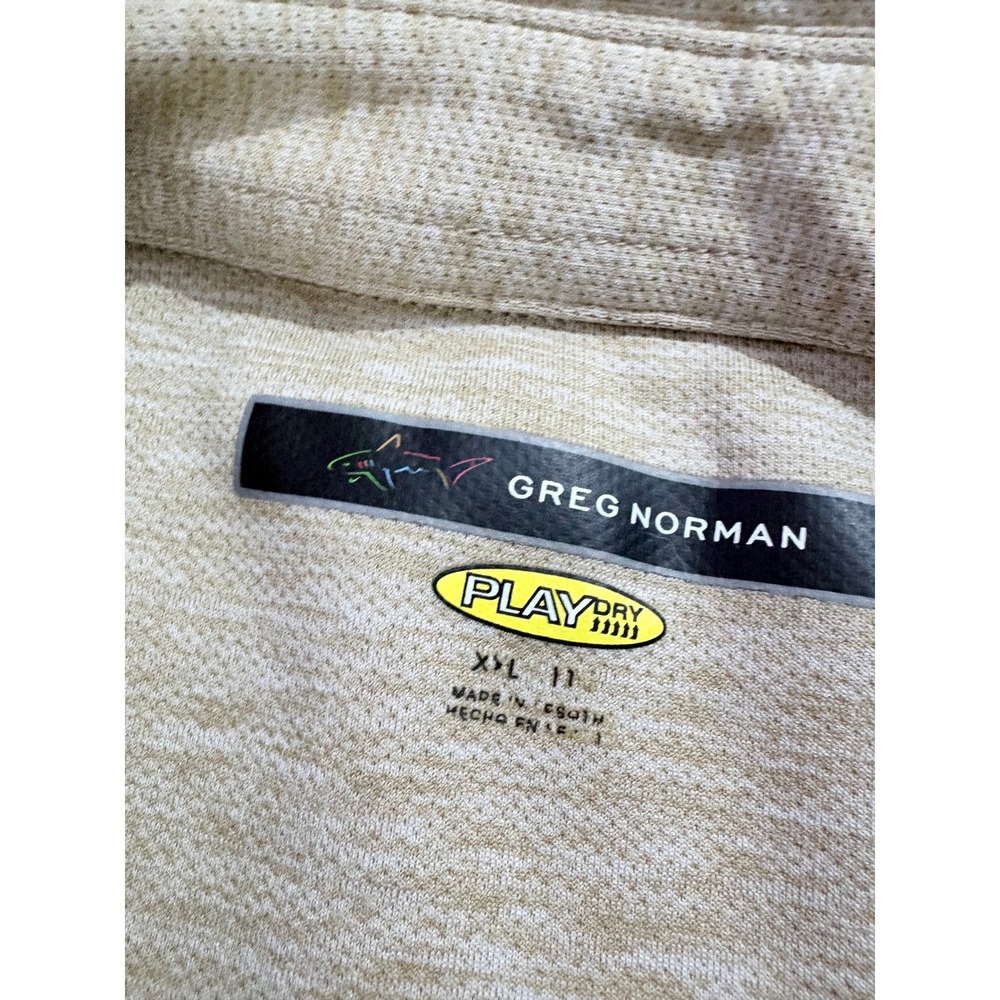 Greg Norman Golf Polo Shirt Shark Logo Khaki Tan Play Dry Mens XXL - Picture 4 of 8